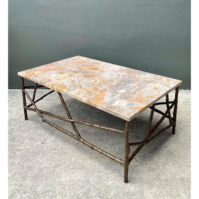 Vintage Faux Bois Marble Top Coffee Table For Sale In West Palm - Image 6 of 18