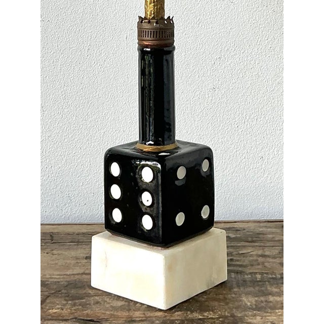 Vintage Ceramic Dice Table Lamp For Sale - Image 4 of 15