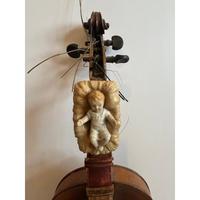Folk Art Mixed Media Violin Wall Sculpture Titled Baby For Sale - Image 3 of 8