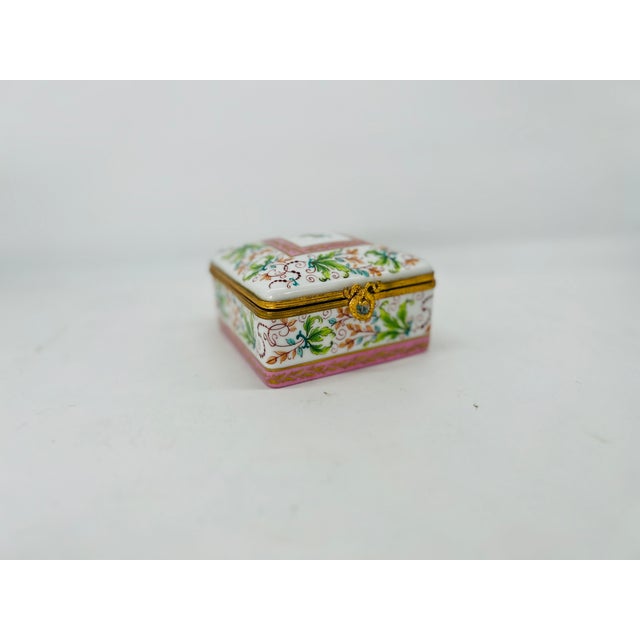 Paint Vintage Le Tallec Enamel Decorated & Gilt Porcelain Box Circa 1982 for Saks For Sale - Image 7 of 7