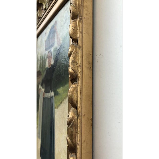 Marguerita Pillini, Lavandière bretonne, Oil on Wood, Framed For Sale - Image 8 of 11