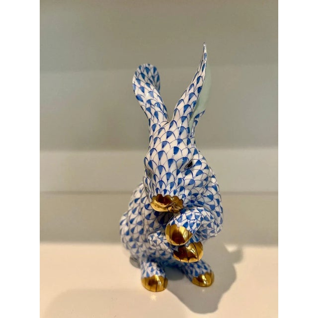 Herend Blue Fishnet Rabbit 