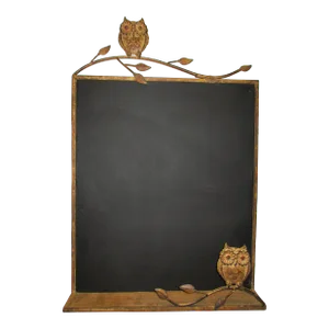Vintage Owls on a Branch With Leaves Metal Message Board With Shelf