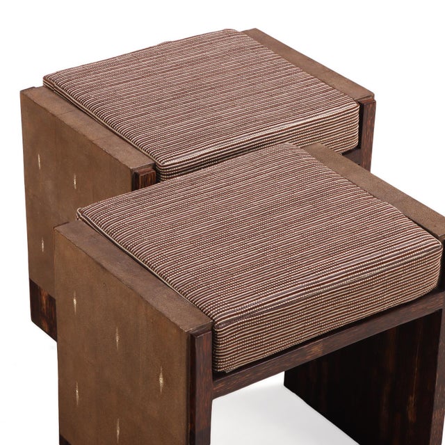 A Pair of Modern Shagreen Covered Stools by R & Y Augousti, Paris For Sale In Philadelphia - Image 6 of 9