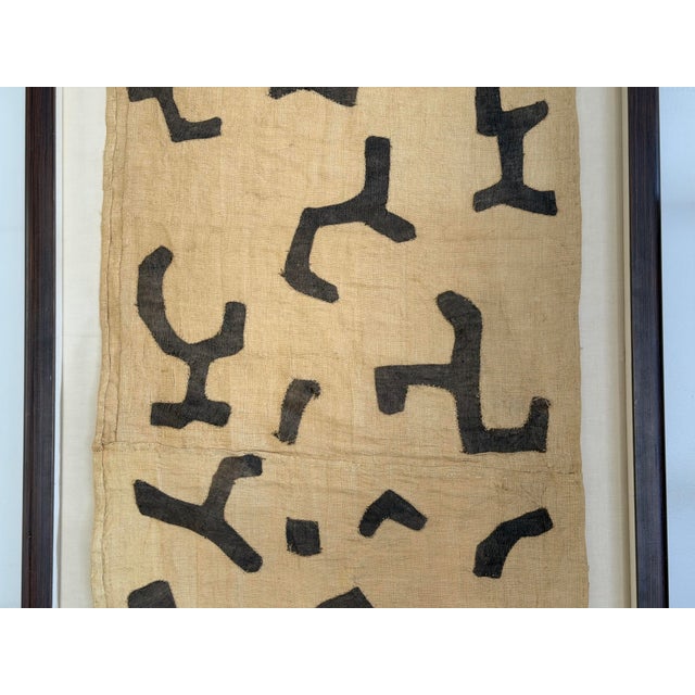 Wood 77” Oversized Tall Vintage Collector African Kuba Cloth Textile Art in Custom Walnut Frame For Sale - Image 7 of 12