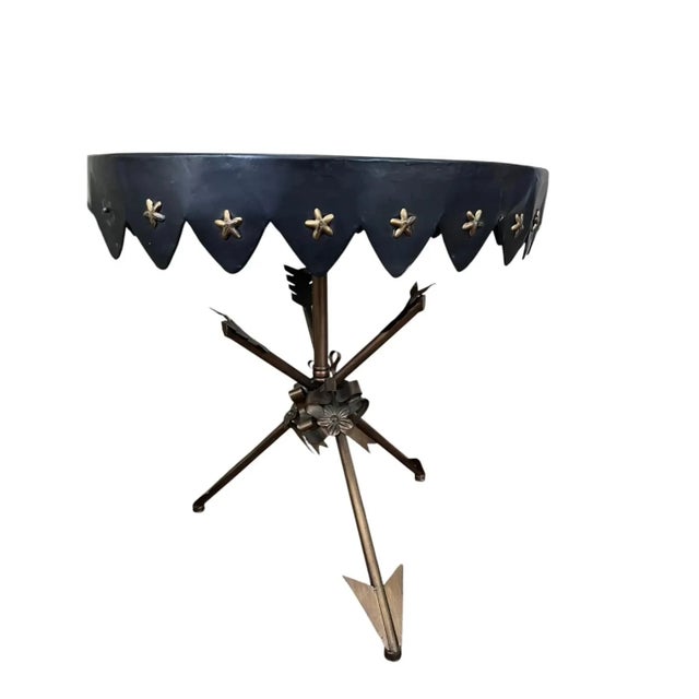 Antique Round Neoclassical Crossed Arrow Side Table For Sale - Image 4 of 5