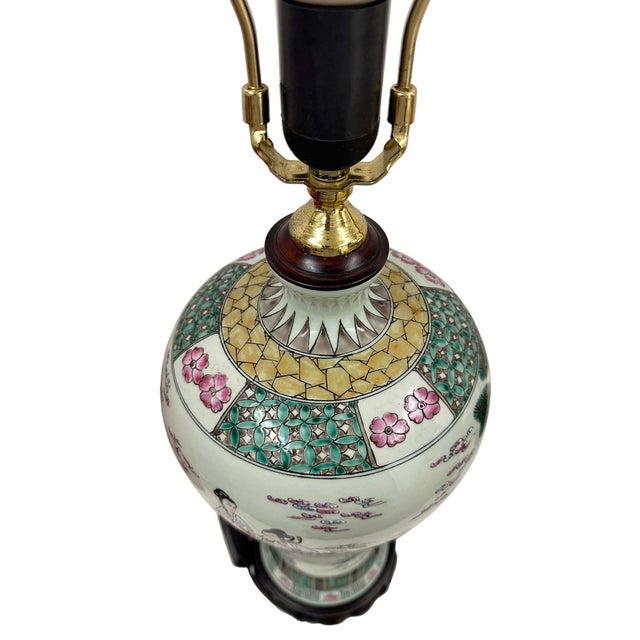 Mid-20th Century Vintage Chinese Hand-Painted Porcelain Vase Table Lamp For Sale - Image 18 of 18