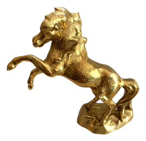 Vintage Gilt Bronze Rearing Horse Figurine, 1960s-1970s