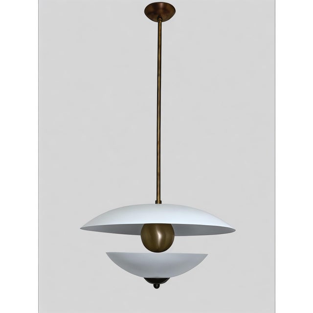 Metal Handcrafted Pearl Look Brass Pendant Light For Sale - Image 7 of 9