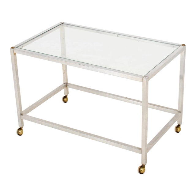 Postmodern Glass and Chrome Bar Cart For Sale