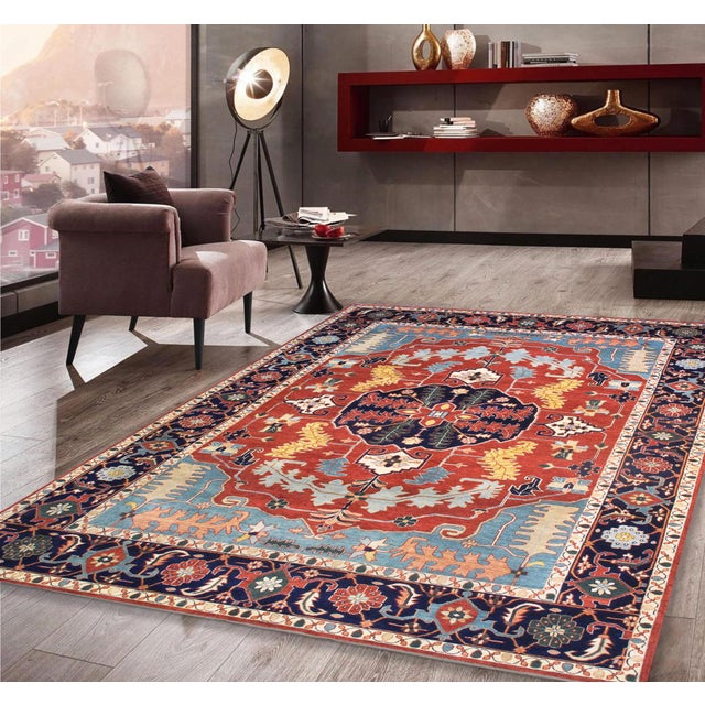 Textile Pasargad Home Serapi Rust Wool Area Rug- 7' 9'' X 10' 1'' For Sale - Image 7 of 7