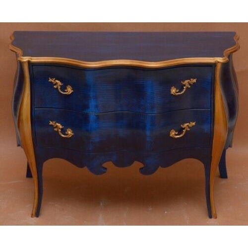 2010s Louis XV Antique Style Blue With Gold Commode For Sale - Image 5 of 6