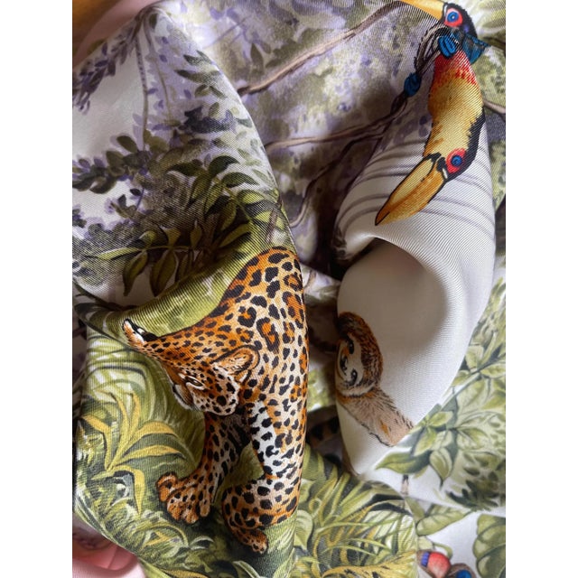 HERMES EQUATEUR pink silk scarf from 2019 It depicts all the wildlife of the equatorial forests. In the center is the...