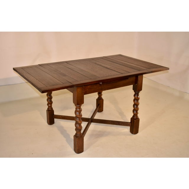 Brown Circa 1900 English Oak Table With Two Draw-Leaves For Sale - Image 8 of 9