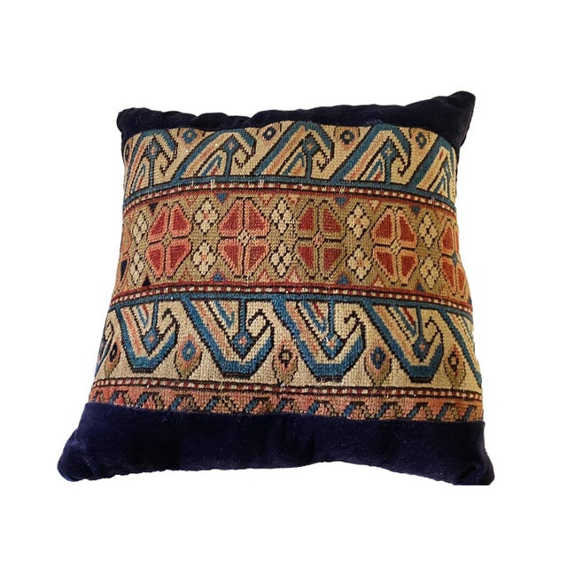 Superb custom-made lumbar pillow made from an authentic 19th-century Caucasian Kuba rug fragment. This never-used piece...