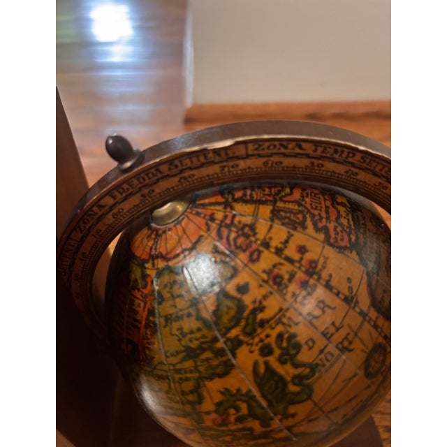 Brown Vintage Old World Globe Book Ends Made in Italy For Sale - Image 8 of 8