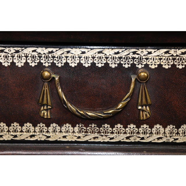 Pair Leather Wrapped and Embossed Maitland Smith Commodes For Sale - Image 12 of 14