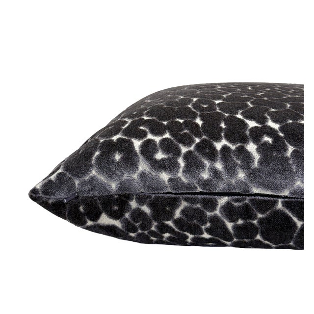 Modern Graphite Leopard 20x20 Velvet Throw Pillow With Feather Down Insert For Sale - Image 3 of 5