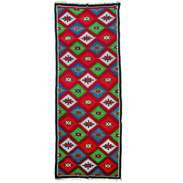 Vintage Romanian Kilim-Style Wool Runner Rug, 1970s For Sale - Image 4 of 10