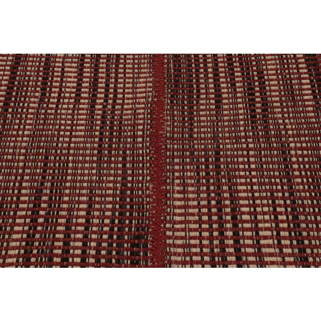 Rug & Kilim Rug & Kilim's Accent Kilim, Red and Beige With Black Textural Stripes For Sale - Image 4 of 8