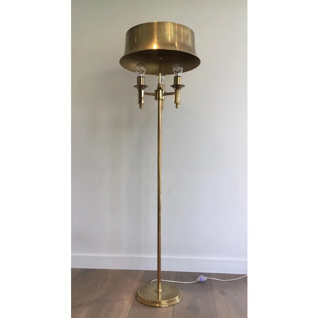 Neoclassical Bronze and Brass Floor Lamp with Brass Shade For Sale - Image 3 of 13