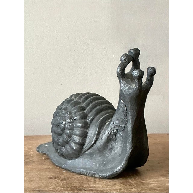 Gray Vintage Boho Lead Snail For Sale - Image 8 of 10