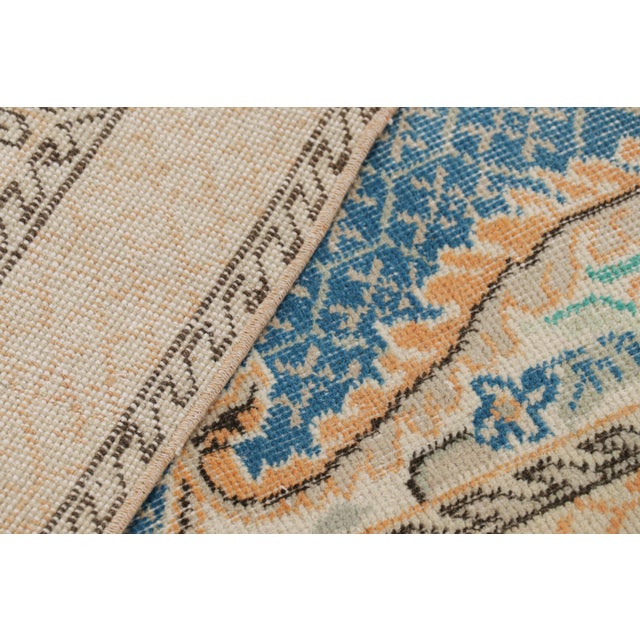 Beige Vintage Zeki Müren Rug in Blue With Colorful Floral Medallion, From Rug & Kilim For Sale - Image 8 of 8