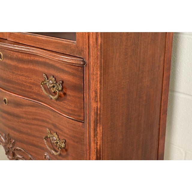 Antique Victorian Carved Mahogany Bookcase or Bar Cabinet, Circa 1890s For Sale - Image 11 of 16