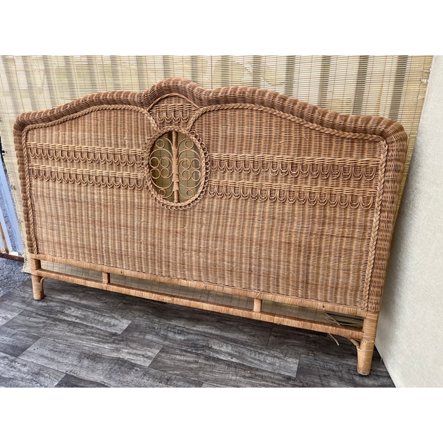 Boho Chic Polo Ralph Lauren Boho Coastal Style Wicker King Size Bed Headboard. Circa 1990s For Sale - Image 3 of 18