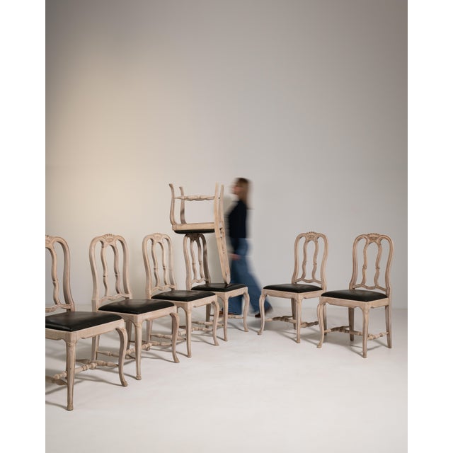 Mid 20th Century Mid 20th Century Set of Twelve Louis XV Dining Chairs with Upholstered Leather Seats For Sale - Image 5 of 18