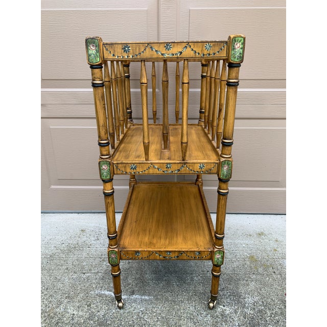 1960s French Country Painted Canterbury Book Stand With Floral Detail For Sale - Image 12 of 14