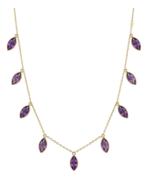 Purple Amethyst Station Neckalce | 925 Sterling Silver Handmade Dainty Necklace