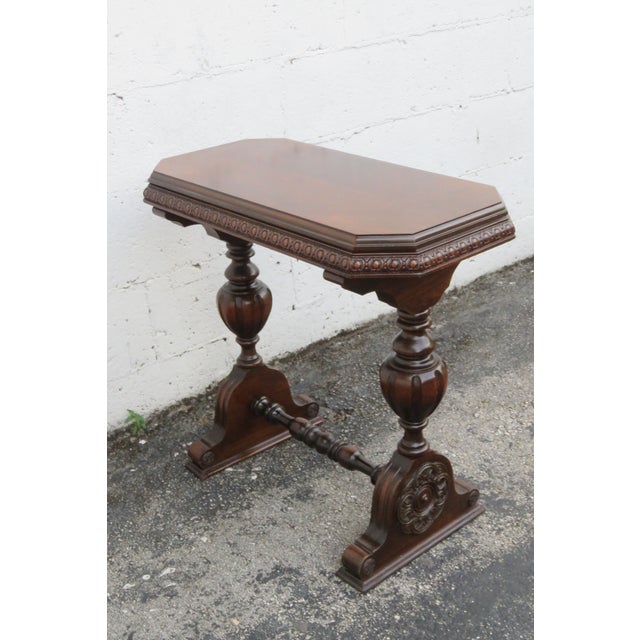 Early 1900s Hand Carved Small Console Table Desk 6174 For Sale - Image 11 of 13