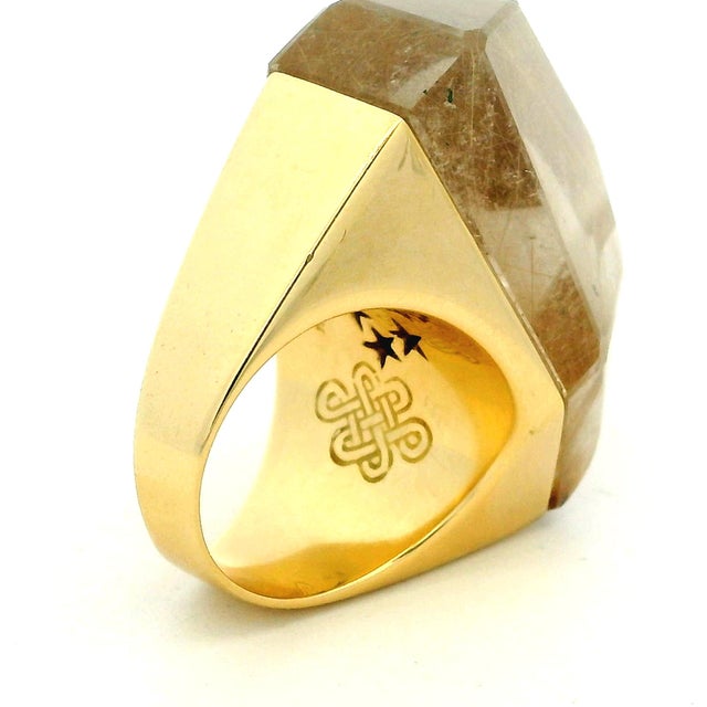 H.Stern for Diane Von Furstenberg 18k Gold Rutilated Quartz Power Ring, Size 6.5 For Sale In Miami - Image 6 of 13