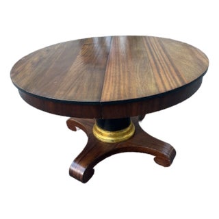 Handsome Antique American Empire Mahogany Round Pedestal Table For Sale