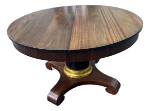 Handsome Antique American Empire Mahogany Round Pedestal Table
