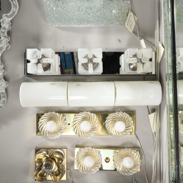 White Mid-Century Modernist Hand-Blown Milk Glass Vanity Light For Sale - Image 8 of 11