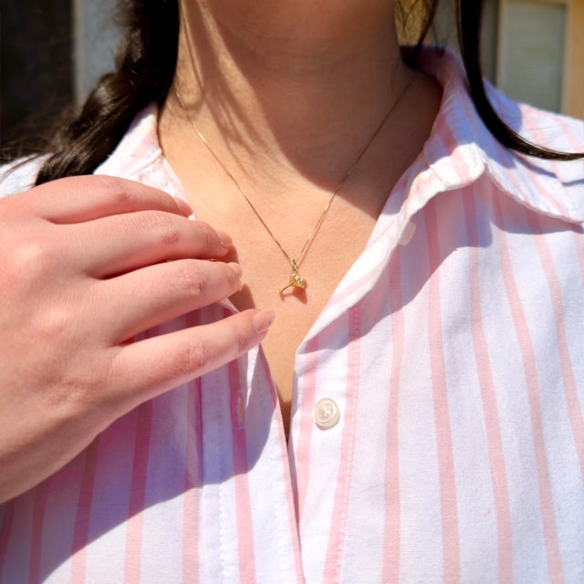 14k Yellow Gold Martini Glass Charm With Straw & Lemon Slice For Sale - Image 9 of 9