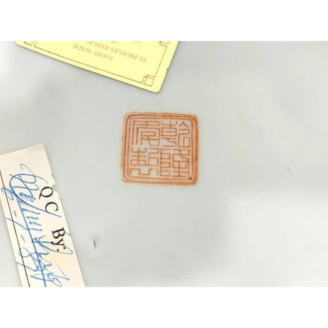 Maitland Smith Auspicious Famille Rose Lidded Chinese White Porcelain Ginger Jars With Figures & Birds, a Pair For Sale - Image 9 of 10