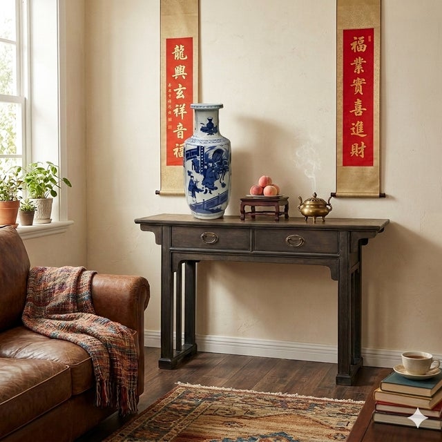 Oriental Blue White People House Gathering Graphic Porcelain Art Vase For Sale - Image 11 of 11