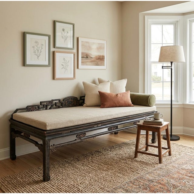 Vintage Chinese Fujian Chinoiserie Style Motif Carving Day Bed Chaise Bench For Sale - Image 14 of 14