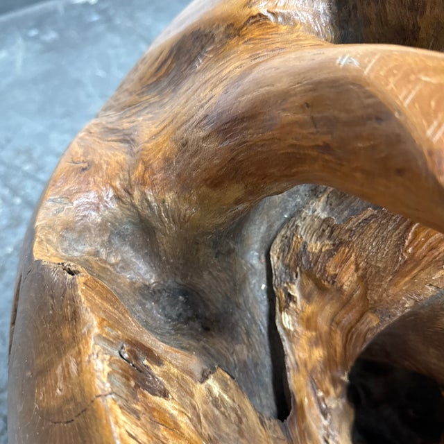 Wood Root Hand-Carved Organic Sculpture Sphere, Large For Sale - Image 10 of 12
