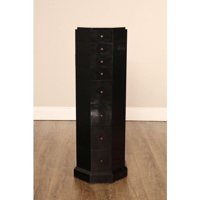 Maitland Smith Black Lacquered Octagonal Jewelry or Lingerie Chest Chest For Sale - Image 13 of 18
