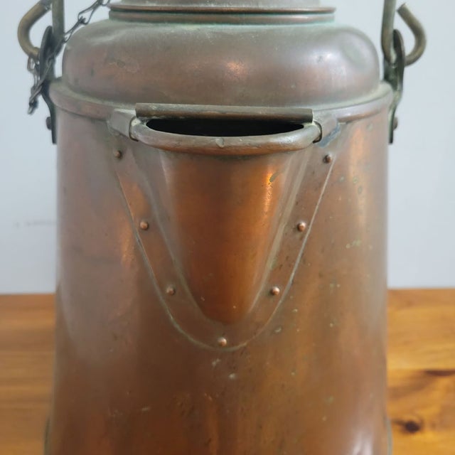 Antique Primitive Copper Coffee Kettle Campfire Pot For Sale - Image 10 of 10