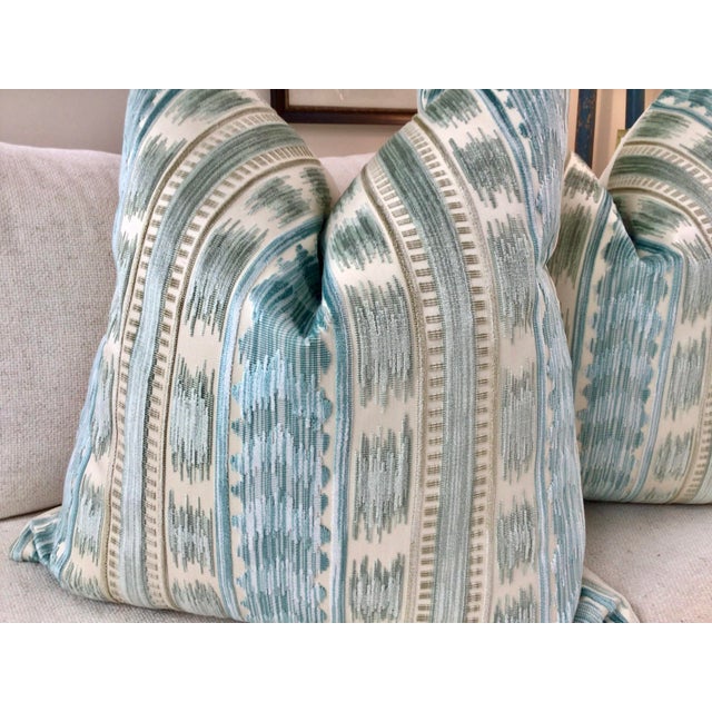 Not Yet Made - Made To Order Brunschwig and Fils "Bayeaux" Velvet in Aqua 18" Down-Filled Pillows- a Pair For Sale - Image 5 of 6