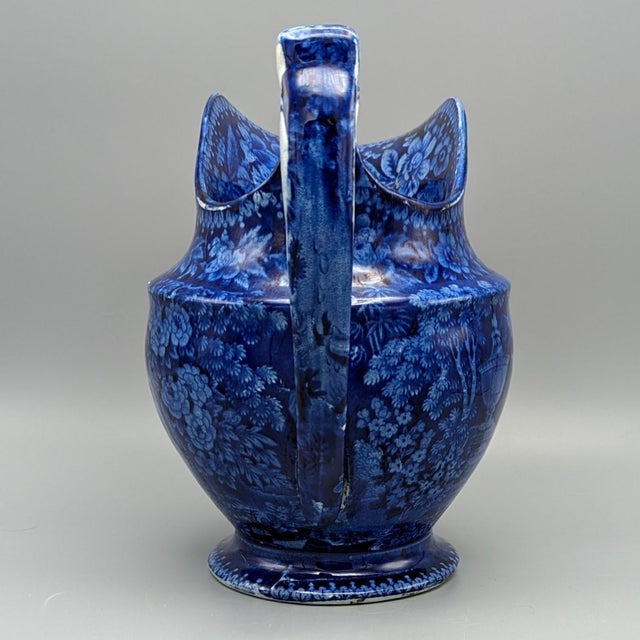 Large Staffordshire Transferware Pitcher - “LaFayette at Franklin’s Tomb” For Sale - Image 4 of 6