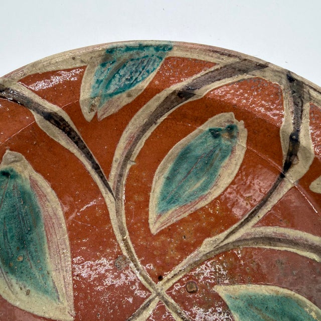 19th Century Spanish Glazed Terracotta Lebrillo Bowl With Swirling Leaf Motif - 11" For Sale - Image 13 of 18