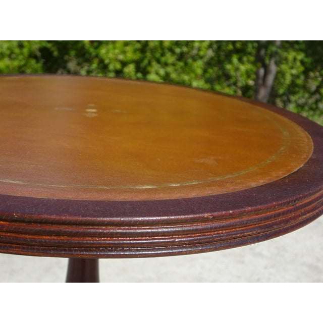 Brown English Wooden and Leather Side Table, 1960s For Sale - Image 8 of 18