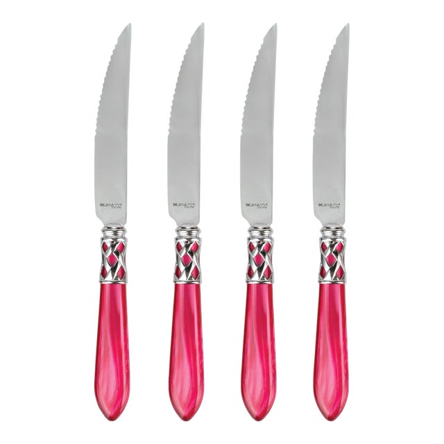 VIETRI Aladdin Brilliant Raspberry Steak Knives - Set of 4 For Sale