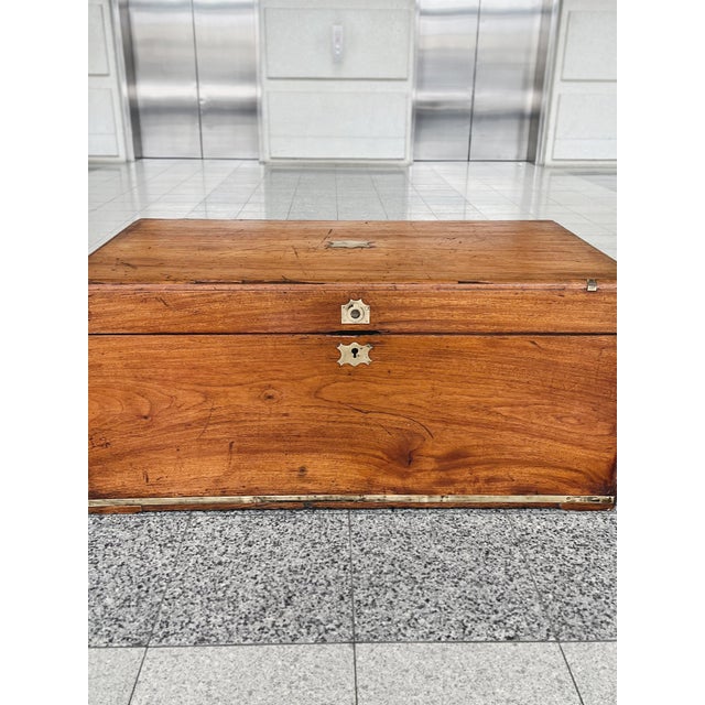 Antique Brass-Trimmed Camphor Wood Chest For Sale - Image 4 of 12
